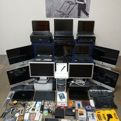 Wholesale Lot of Over 30 Laptops Apple Desktops Printers Tools & Other Electronics
