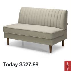 Contemporary Armless Loveseat In Beige 