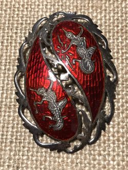 Vintage matching Siam sterling silver brooch and earrings