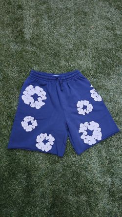 Navy blue denim tear shorts