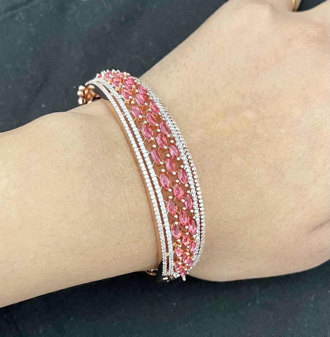 14kGP Ruby Bangle Openable Flower Bracelet #163