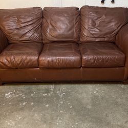 Real LEATHER Sofa Couch 