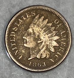 1863 Indian Head Penny Original Coin