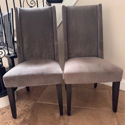 West Elm Grey Velvet Dining Chairs