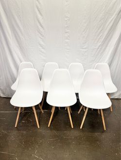 White Mid-Century Modern Shell Side Chair Set of 7