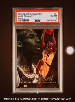 1996 Flair Showcase #31 Kobe Bryant Rookie Card (Row 2) – PSA 8 – $199