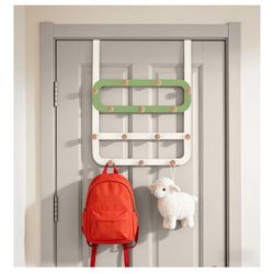 Door Hanging Organizer 14 Hooks Kids Backpack Coat Rack Over Door Storage