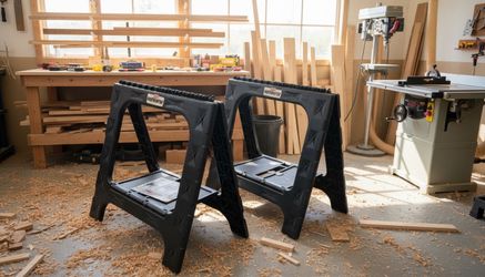 $25 for both! Two 29” Plastic Folding Sawhorse Saw Horse Stands!