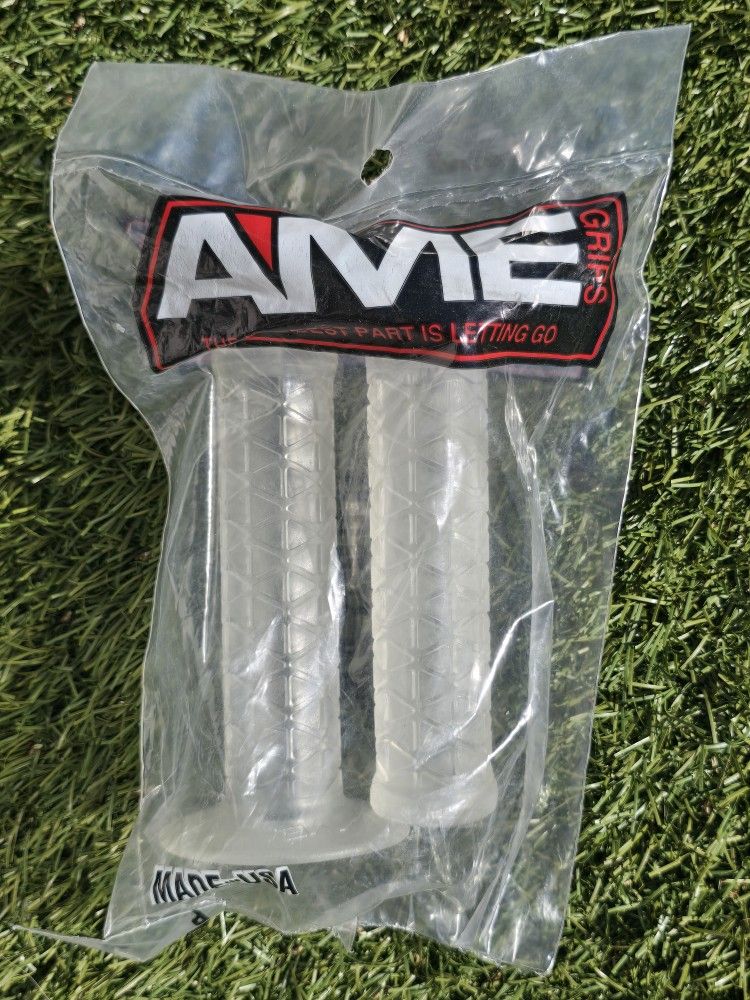 AME BMX Bike Grips Round Clear A'ME Old School Bicycle