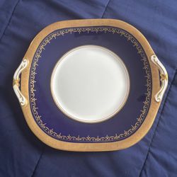 Georgian Cobalt Square Handled Cake Plate 