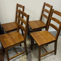 Set of 4 IKEA Wood Kitchen Dining Chairs 16” W