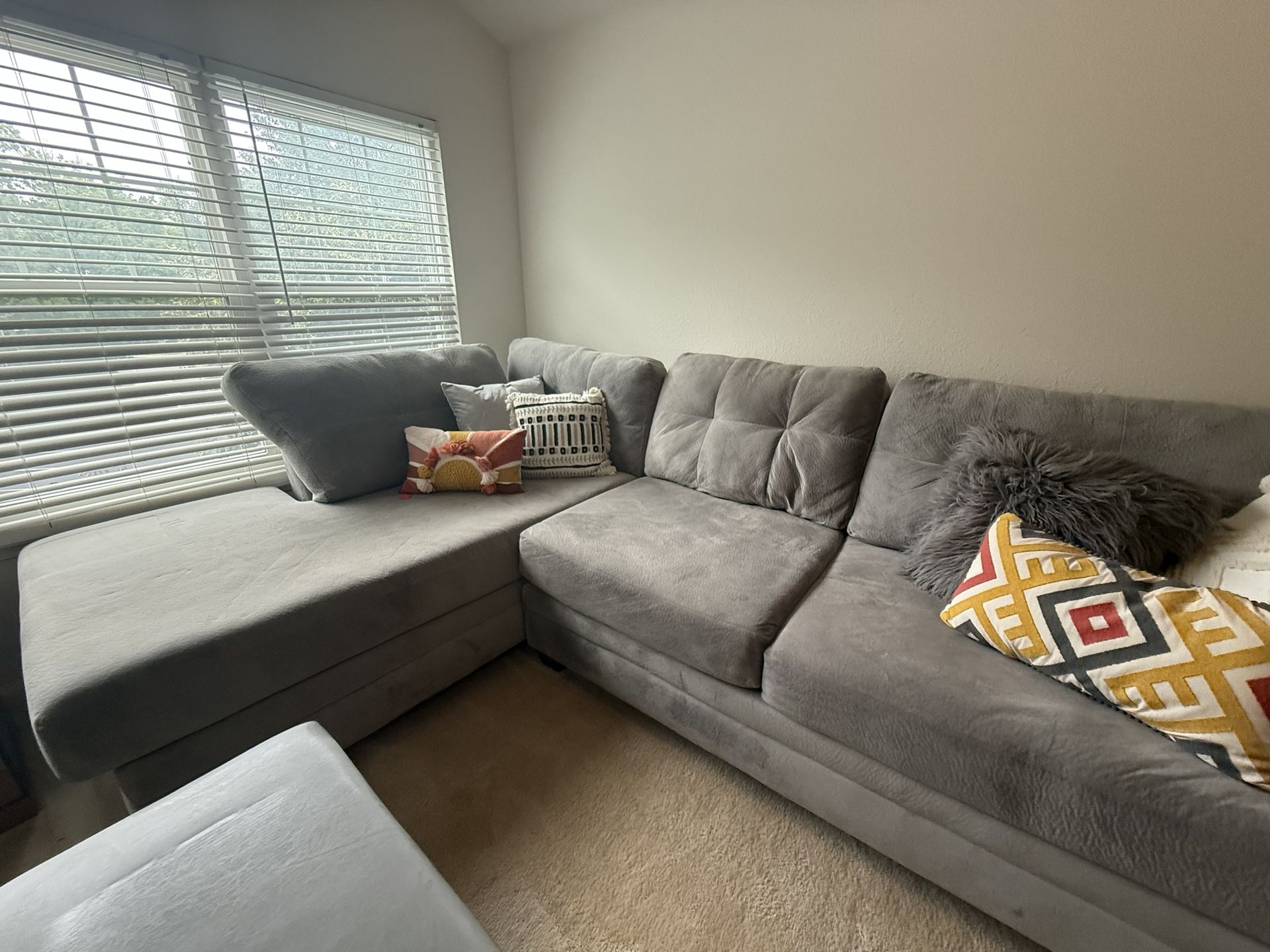 Grey Microsuede Couch (LF Chaise)