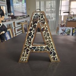 Vintage Stained Glass Mosaic Look Letter A - Can Hang On Wall Or Stand Up, 8"Hx7"Wx1"D  Made In India