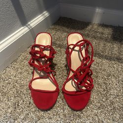 Red lace heel