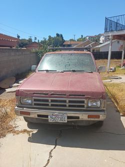 Vintage Red Pickup Truck with Roof Rack