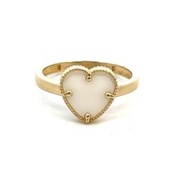 Woman’s Ladies 14k Yellow Gold White Heart Ring Size 8 GP3120200