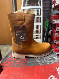 Nueva botas cafe con casquillo #7 anchas $88