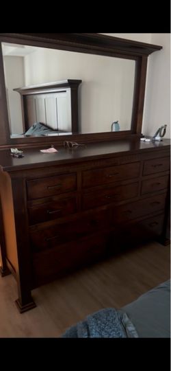 Dark Wood Dresser with Mirror