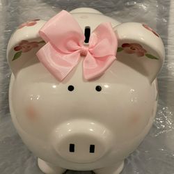 Like-New!!  Large (9" x 7" x 6.5") Ceramic PIGGY BANK - "Child to Cherish" - price as posted is firm.