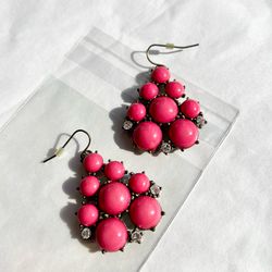Banana Republic Women’s Fashion Jewelry Vibrant Pink Statement Dangle Earrings