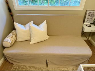 Sleeper sofa with foam mattress & beige cover