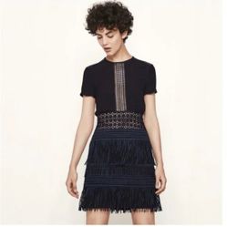 Maje Fringed Dress Navy Size 1