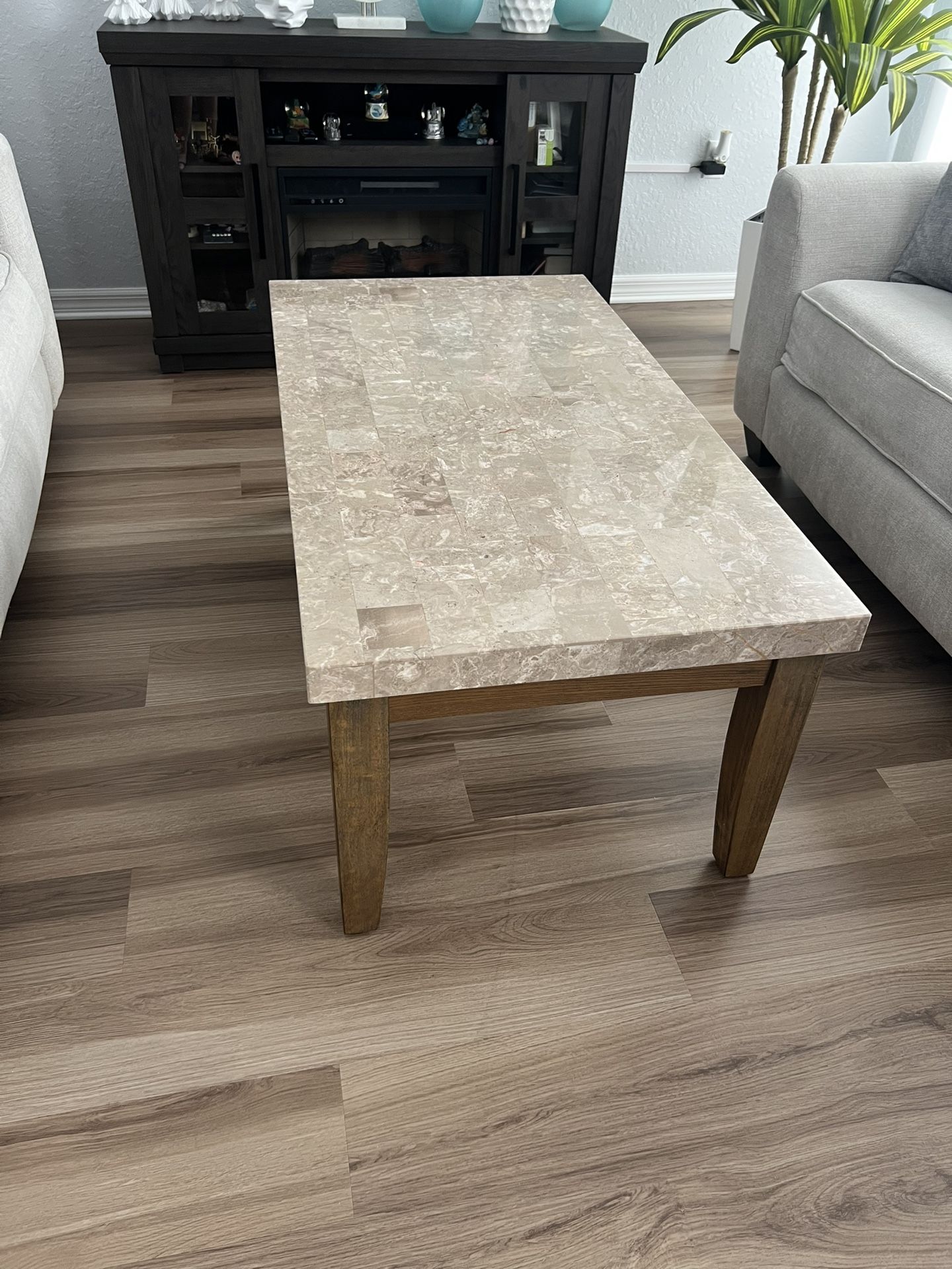 Coffee Table + 2 End Tables with a Marble Top