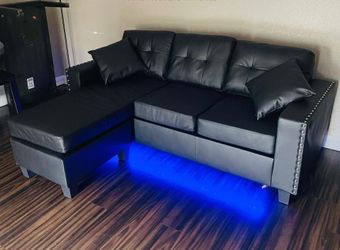 Small black sectional with LED LIGHTS