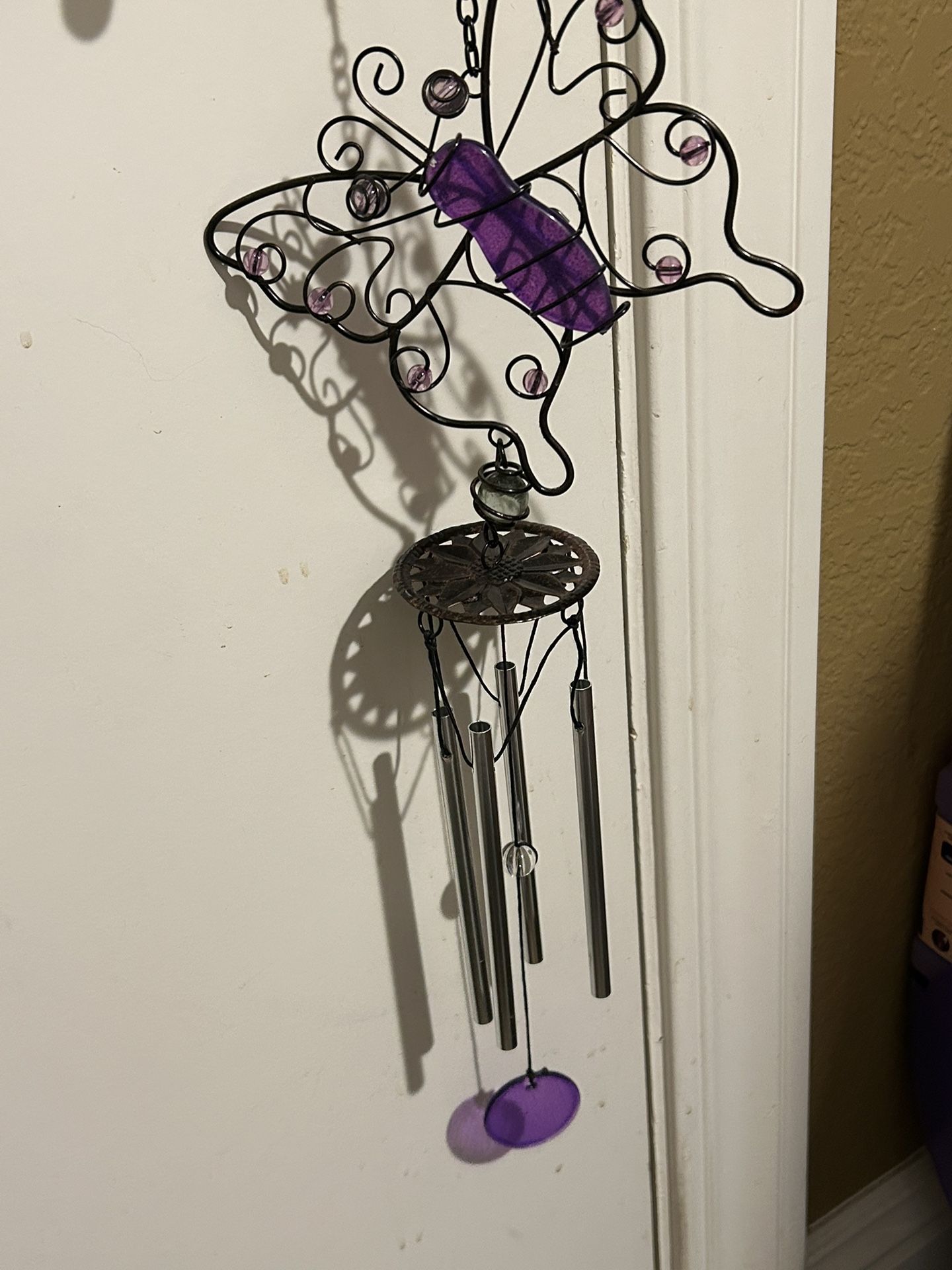 Large Colorful Purple Butterfly Wind Chime
