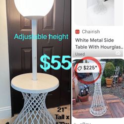 $55 Mid century Russell Woodward fiberglass spun Side Table Lamp adjustable height push on/off switc