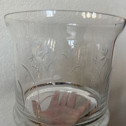 Large Glass canister jar (missing lid) • etched floral design • unbranded