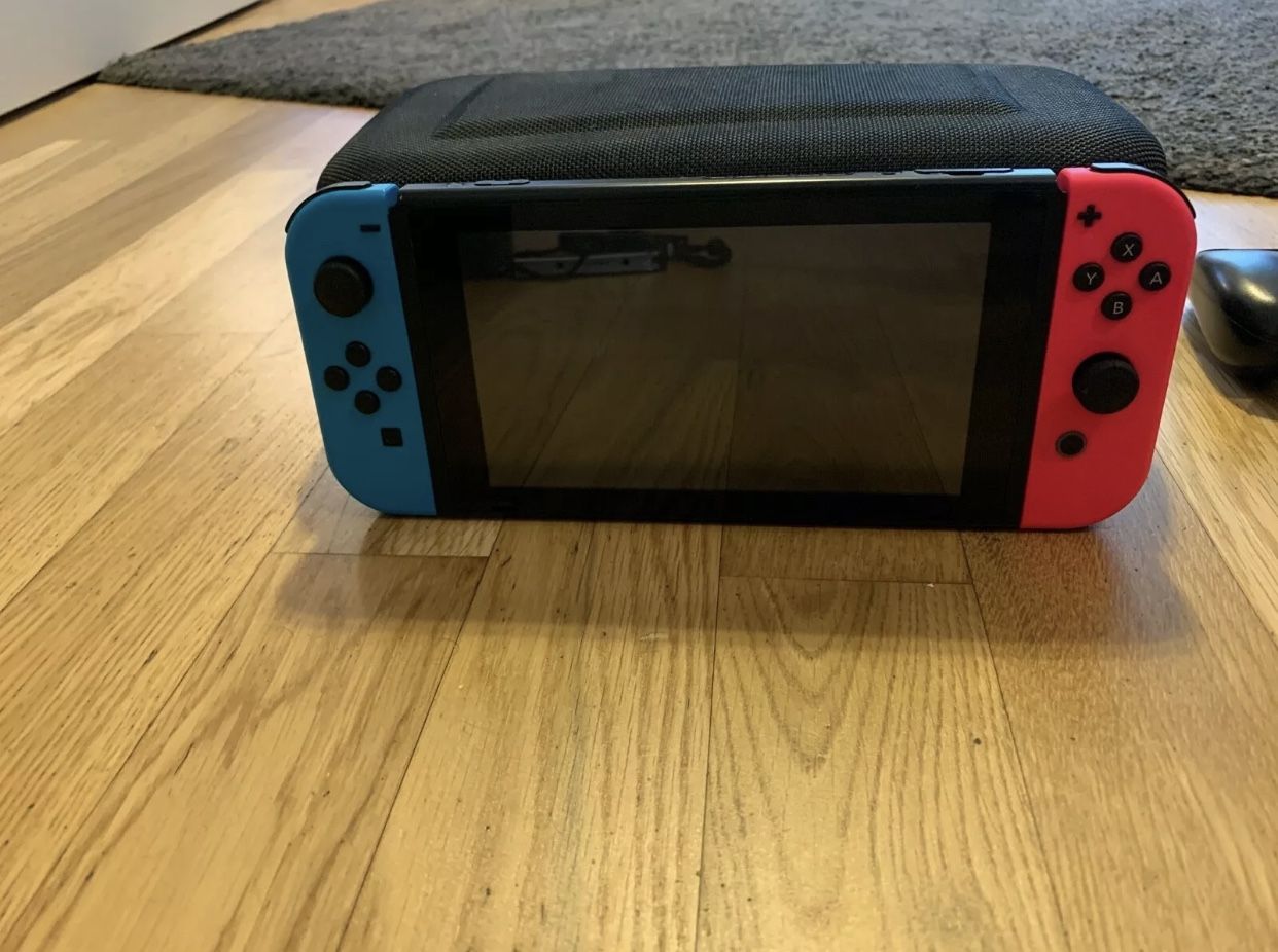 Nintendo Switch Console with Joy-con-Neon Red/Neon-Blue/Grey for 4 Players