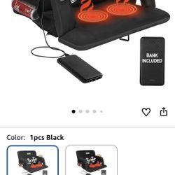 Heated Massage Reclining Stadium Seat, Bleacher Chair with 10000mAh Portable Bank, 6 Reclining Positions for Camping, Games & Sports