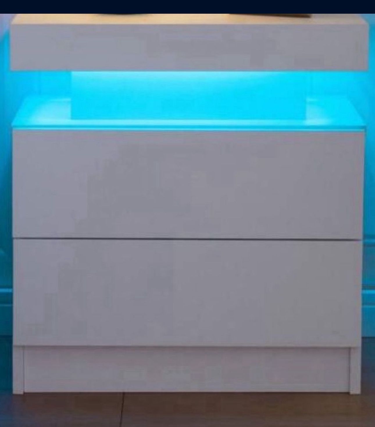 Nightstand LED Bedside Table For Bedroom Modern Night Stand With 2 Wood Drawers End Side Table For Bedroom. Cabinet