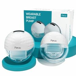 White 2 Pack Paruu P10 Hands Free Breast Pump Wearable 338mmHg Strong Suction Low Noise 4 Modes & 9 Levels Electric Breast Pump Portable