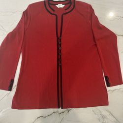 Misook Red Cardigan