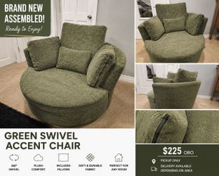 Brand New Green Swivel Accent Chair – Assembled – $225 OBO