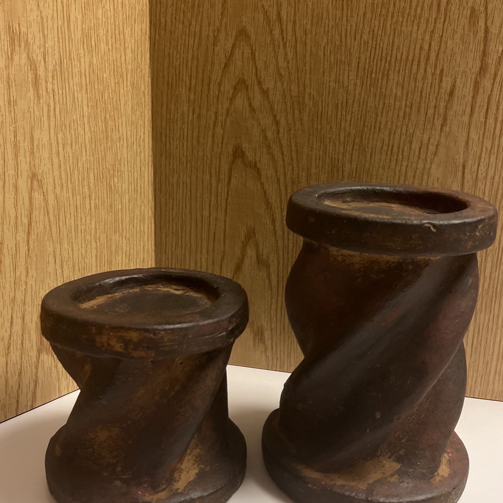 Primitive Pottery Candle Holders