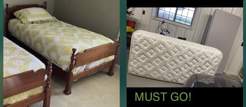 Nice Wood Bedframe Twin With Mattress Set