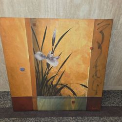 35W"x35H" SANCTUARY by DON LI-LEGER - IRIS FLORAL ORIENTAL ASIAN ABSTRACT CANVAS