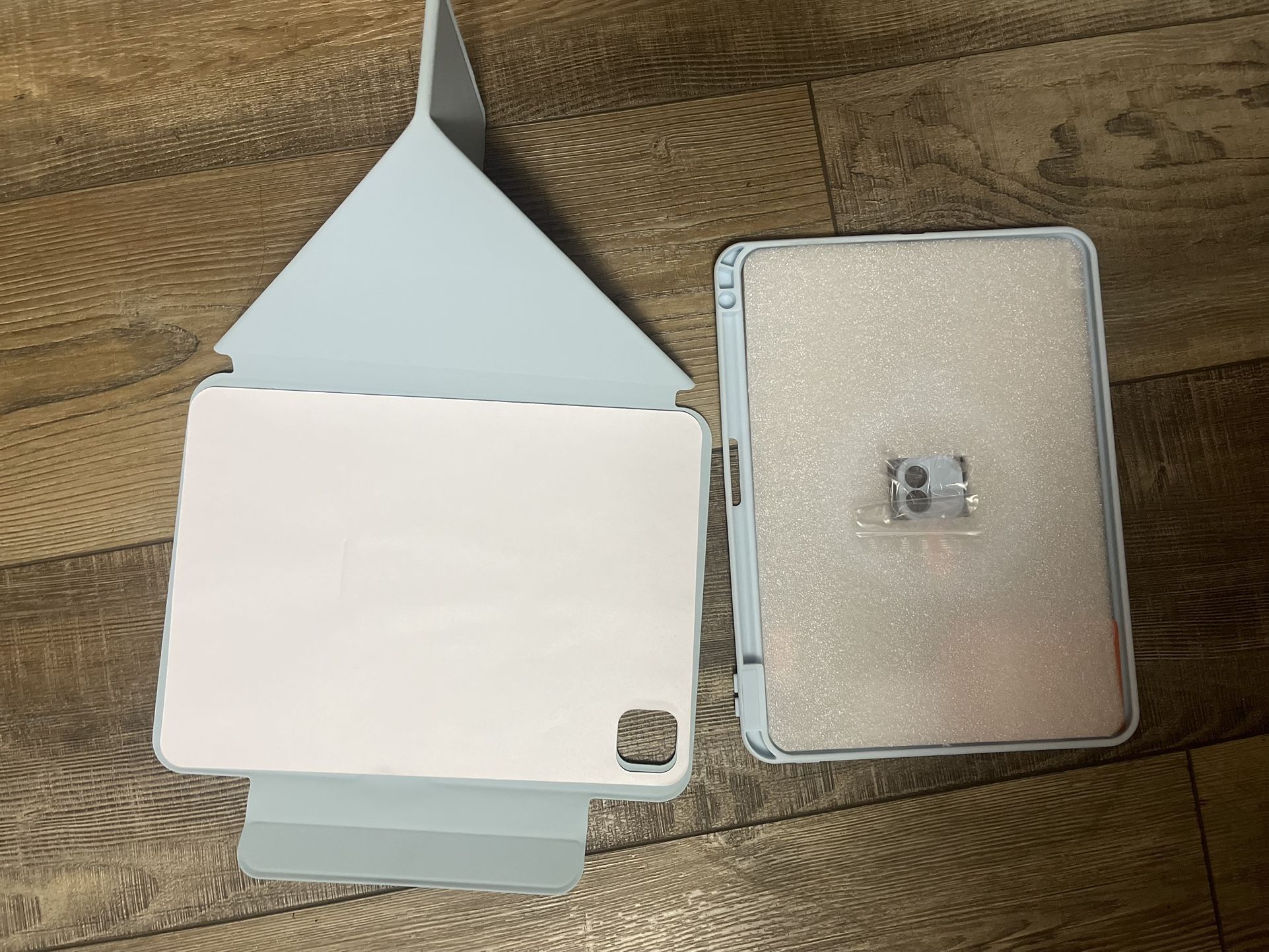 Origami Case for 2024 iPad Pro 11' - Protective Case with Pencil Holder, Multi-Angle Stand, Morandi Cover, Apple Pencil Pro Charging - Exquisite Blue