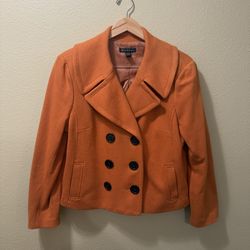 Women’s XL INC International Concepts Orange Double Breaded Long Sleeve Peacoat