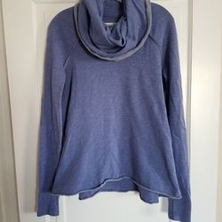 Free People FP BEACH Purple/gray Cotton Cocoon Cowl Neck Pullover Top OS