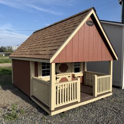 8x12 Kids Playhouse - With Porch & Loft - Kids Door & Adult Door