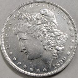 1890 CARSON CITY MORGAN SILVER DOLLAR AU DETAILS "CLEANED"