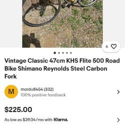 Vintage Classic 47cm KHS Flite 500 Road Bike Shimano Reynolds Steel Carbon Fork