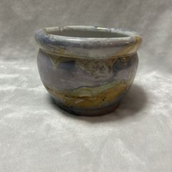 Small Indoor Planter Iridescent Purple blue Gold Marbled Swirl Houseplant Pot