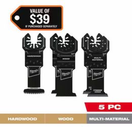 Milwaukee OPEN-LOK Variety Oscillating Blade Set w/ Japanese Hardwood Blade (5-Piece)