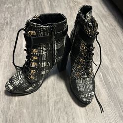 Plaid Block Heel