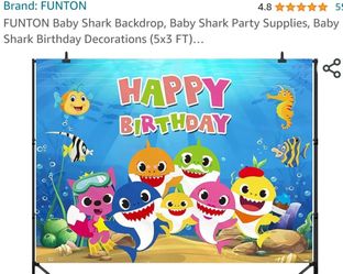 Baby Shark Happy Birthday Backdrop